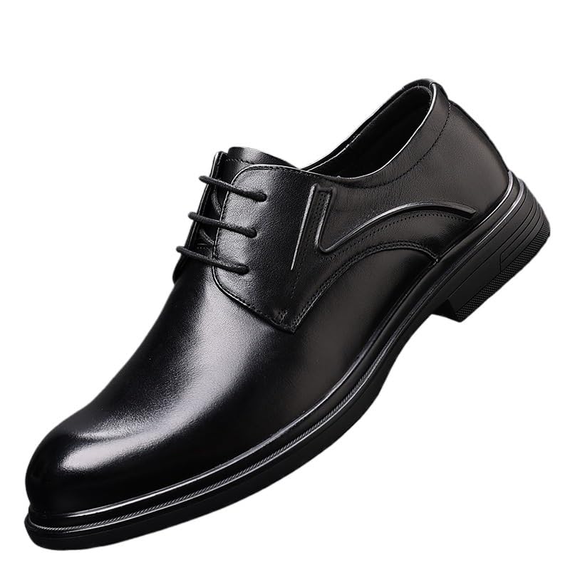 Men's Genuine Leather Dress Shoes Classic Lace Up Pointed Toe Oxfords Shoes Fashion Comfort Business Derby Shoes for Men