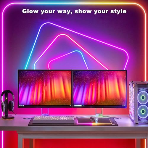 Image of 6.56FT RGB Neon Light Strip, 5V USB Led Strip Lights with Touch Controller, Flexible Neon Rope Lights for Bedroom, Party, Home Decor