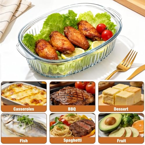 Image of bellemax 1pcs Set of 1000 ml Each Casserole with Glass lid Microwave Oven Safe Serving Bowl Tempered Glass, for Rice and Boiling Food Multipurpose (BM-05)