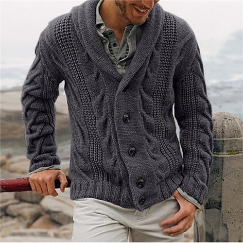 Cardigan Sweater for Men Stand Collar Cable Knit Button Down Knitwear Casual Long Sleeve Slim Fit Winter Sweaters Tops2