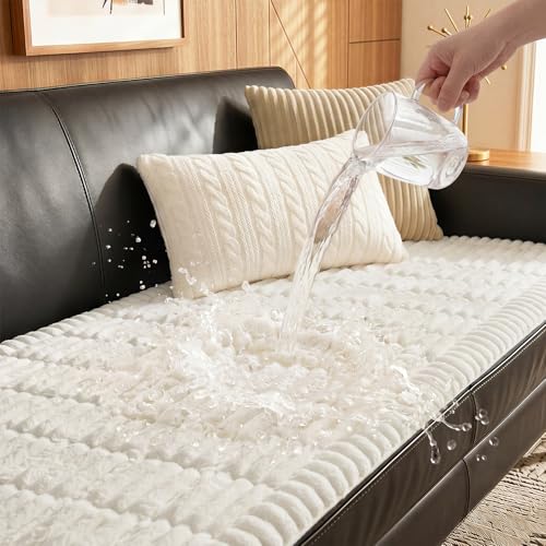 Fixwal Pet and Family Friendly Couch Covers, Washable Non-Slip Dog Mat with Waterproof Backing, Soft Plush Protector for Sofa, Car Seat, Bedside, Playpen, Camping (White, 27.6" x 59.1")