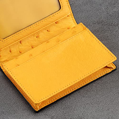 Image of HISCOW Full Grain Leather Business Card Holder Case | Minimalist EDC wallet, gusset holds 25 cards, ID window, fits folded bills, bifold profile, premium gifts for men & women