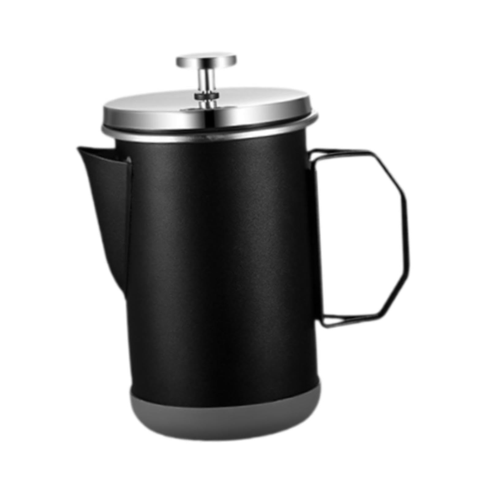Cafetera de prensado francés, 1 L, resistente al calor, sin posos de café, para café, oficina, hogar, color negro