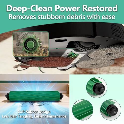Image of 26 Pcs Replacement Parts Compatible with iRobot Roomba 505X Combo, Plus 405 Combo /505 Combo /507 Combo Vacuum:2 Main Brushes, 7 Dust Bags, 6 Mop Pads, 4 Filters, 6 Side Brushes and 1 Cleaning Tool