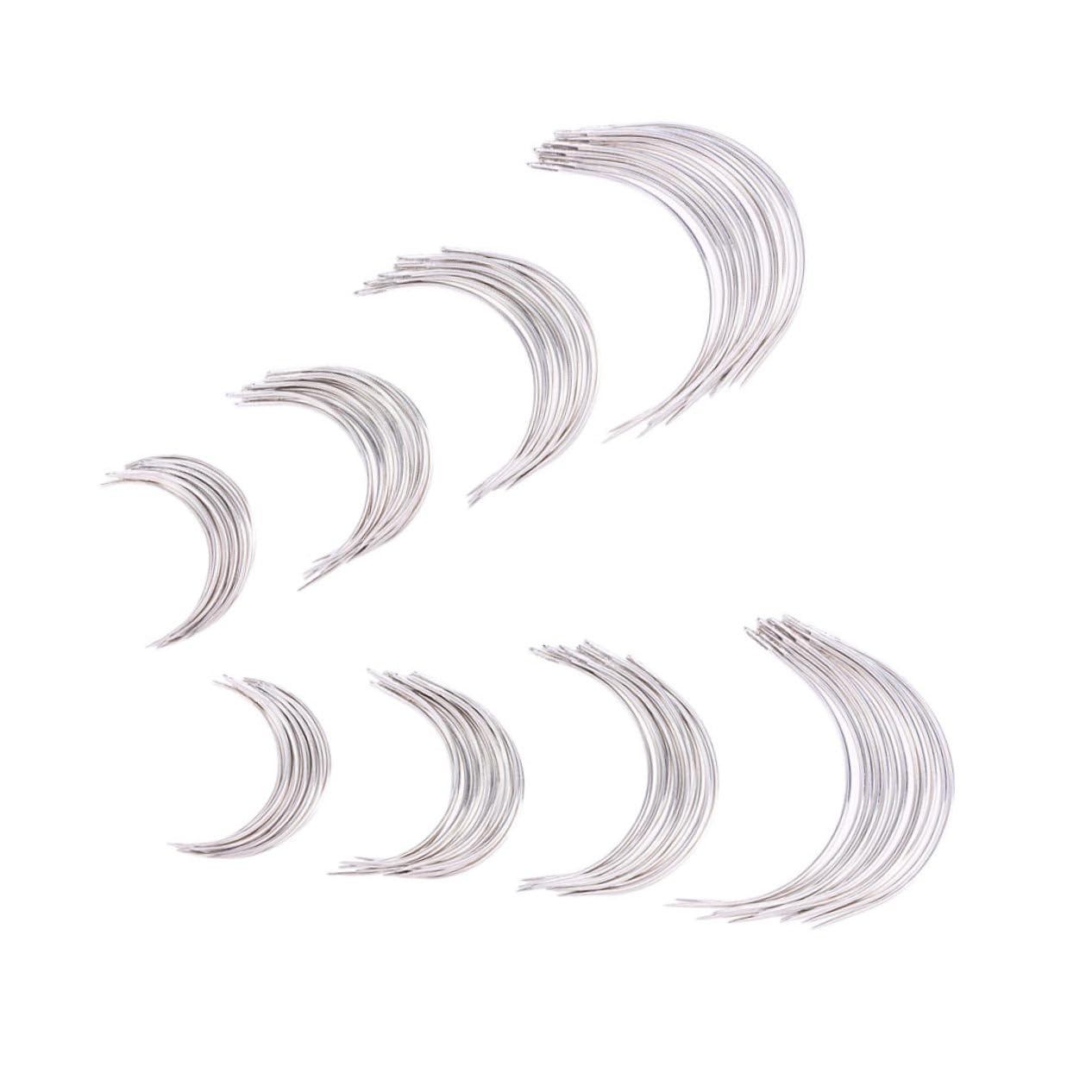 Sewroro 96pcs Curved Weaving Needles for Leather Crafts Stainless Steel Sewing Needles DIY Leather Sewing Tools Big Eye Looper Easy to Use