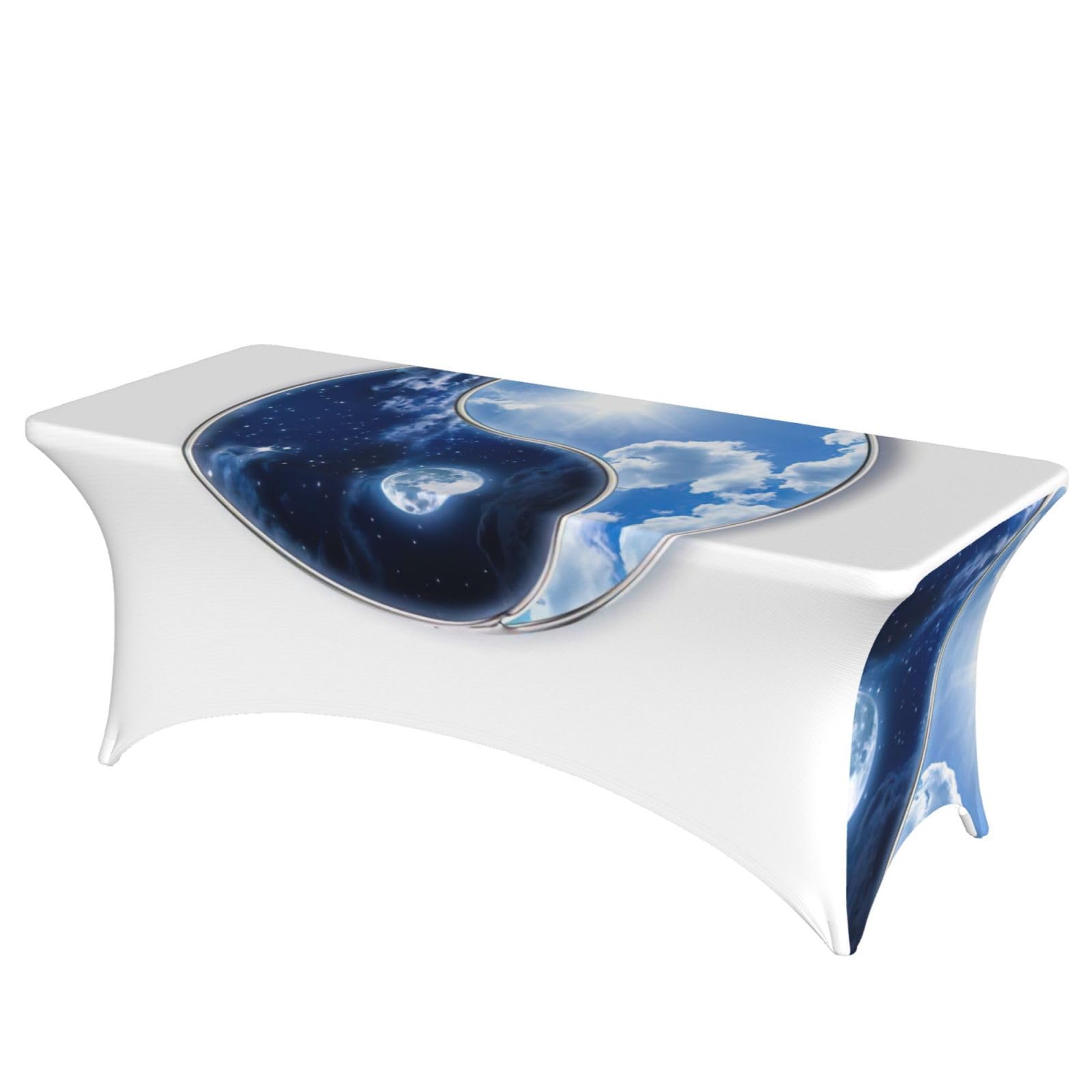 Nappe extensible Yin Yang World pour table de 1,8 m lavable sans repassage