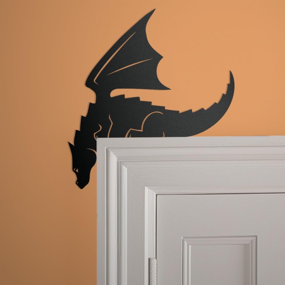 Cute Dragon Door Frame Topper Metal | Door Frame Corner Sign | Metal Wall Art | Children's Room Decor | Dungeons and Dragons Decor