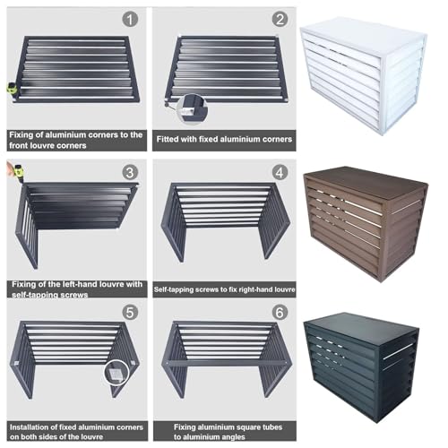 Clôture de climatisation protection d'intimité 4 panneaux gris
