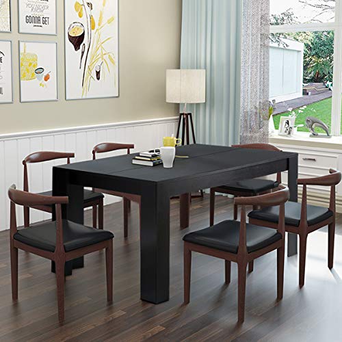 Giantex Dining Table, Wood Rectangular , Modern Farmhouse Table 63" X 31.5" X 30", Home Furniture , Black Kitchen Dining Room Table For 4-6 People #TOP7