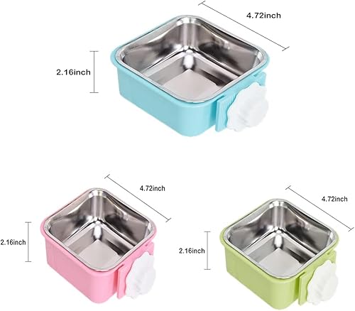 Miniatura 9 de Cuenco para perro, de acero inoxidable, extraíble, para colgar alimentos y agua, para mascotas, con soporte para pernos para perros, cachorros,