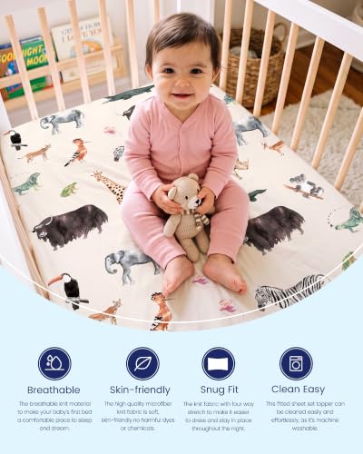 Image of Crib Sheets Fitted, Buttery Soft Baby Crib Sheets for Boys and Girls - Stretchy Microfiber Crib Mattress Sheet 2-Pack