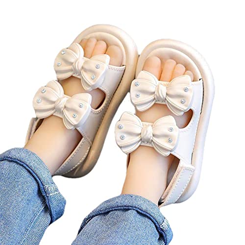 Girls Dress Shoes Cute Bow Mary Jane Shoes Ballerina with Satin Ankle Tie for Wedding Softball Slides Youth Girls4