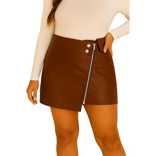 Saia em couro sintético PU com ziper Urban Luxe - Do P ao GG