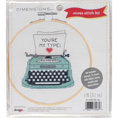 Image of Dimensions 72-70485 My Type Counted Cross Stitch Kit for Beginners, 6 inch Diameter, 14 Cnt. Aida, 5 Pieces