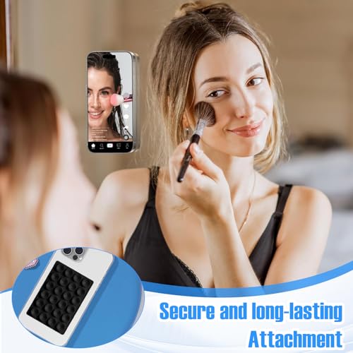 Luxeeva® Sticky Phone Holder for Video Shooting, Hands-Free Calls & Browsing, Silicone Phone Suction Holder with Metal Adapter Ring for MagSafe, Non-MagSafe Cases, Vacuum Suction Magnetic Holder - Image 5