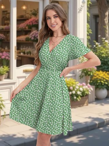 Image of MixShe Sundresses for Women 2026 Floral Summer Elegant Beach Classy Fashion Casual Outfit Plus Size Floral Green X-Large