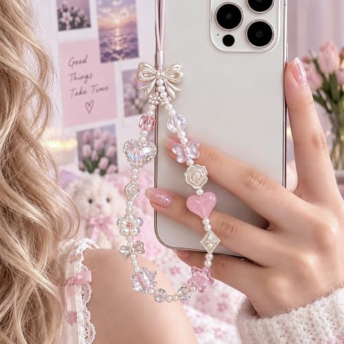 Image of Beaded Camera Wrist Strap Cute Digital Camera Charm Lanyard, Phone Wristlet Charms, Phone Chain for Camera