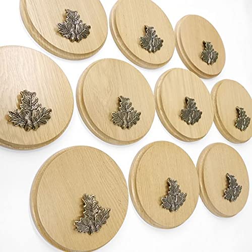 GTK Oferta 10 placas de cuña redondas de roble claro AF 15 cm tabla cuña, tabla de especias, cartel para trofeos con 10 hojas de roble