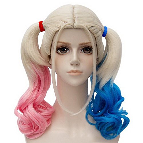 Netgo Pink and Blue Mixed Pigtail Wig for Cosplay Costume Hallowenn Party (color 3)