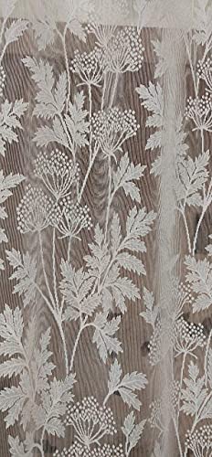 Image of Net Flower Curtains for Window, Door, Long Door, Drawing Room. Living Room. Pooja Room (4X5 Feet) Set of 3 Pcs, White