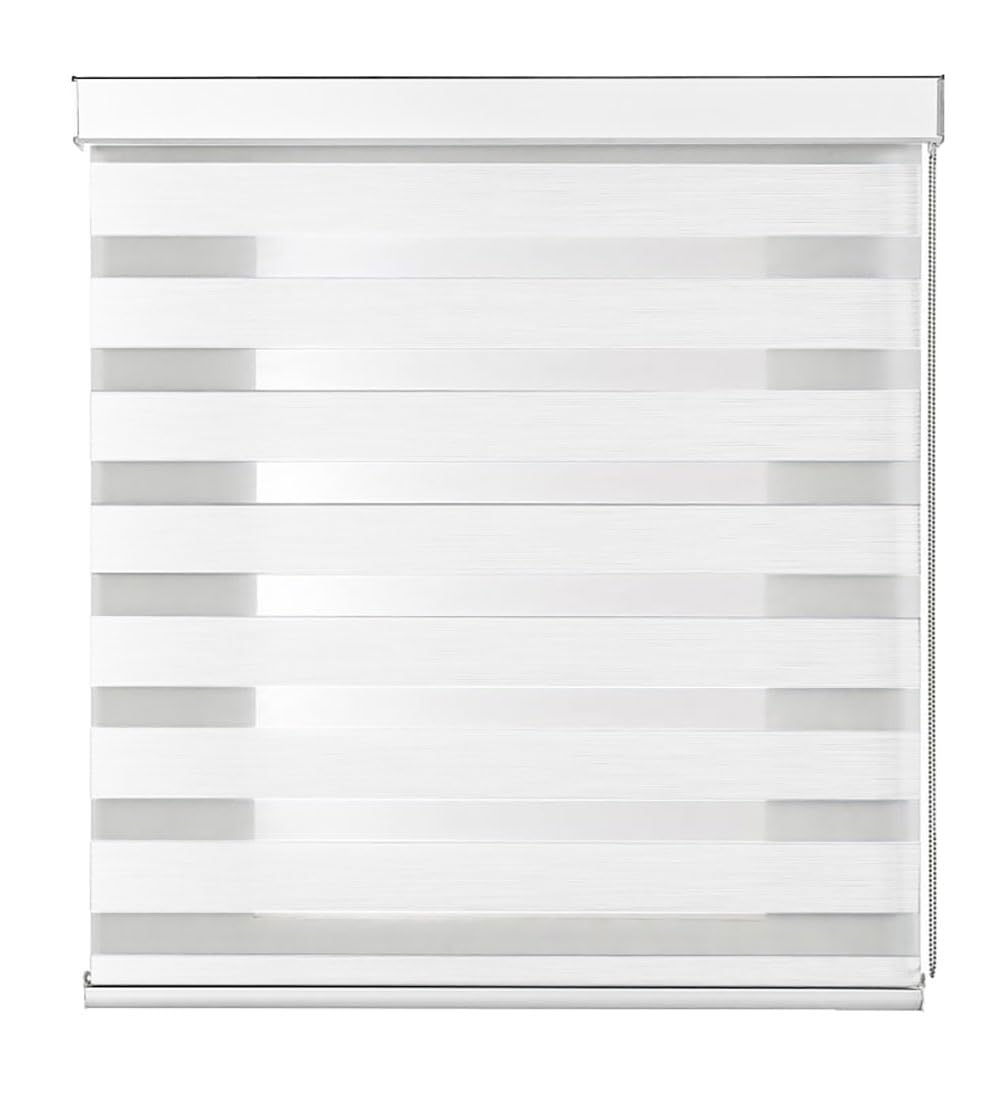 Tenda a Rullo NIGHT AND DAY Doppio Strato Giorno e Notte Premium Con Cassonetto Bianco E Catenella In Alluminio Tenda Per Finestra o Porta Protezione Solare Varie Misure E Colori (Bianco001, 140x300)