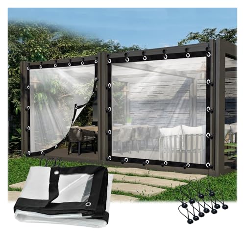 Lonas transparentes resistentes e impermeables con ojales, paneles laterales de pérgola, para porche, cenadores, camping, cubierta protectora