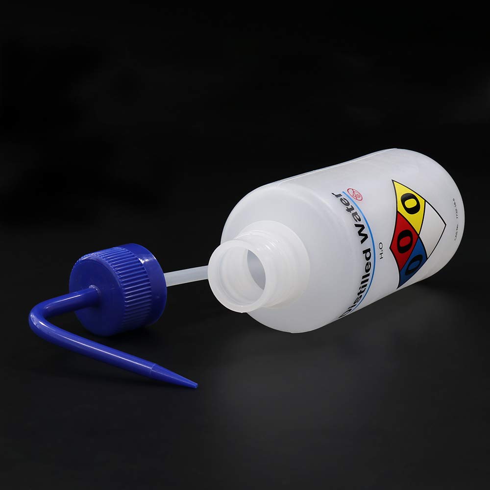 ULAB Juego de botellas de lavado científica, 1 de cada una para botellas de lavado de seguridad de autoventilación de agua destilada y acetona, vol.500 ml, material LDPE, 1 botella de lavado general