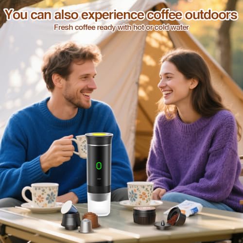 LOMUG Tragbare Kaffeemaschine, Elektrische Espressomaschine mit Akku, 3 in 1 Mini Kapselkaffeemaschine für Unterwegs Camping Reisen Zuhause Auto RV Wandern Büro – Bild 4