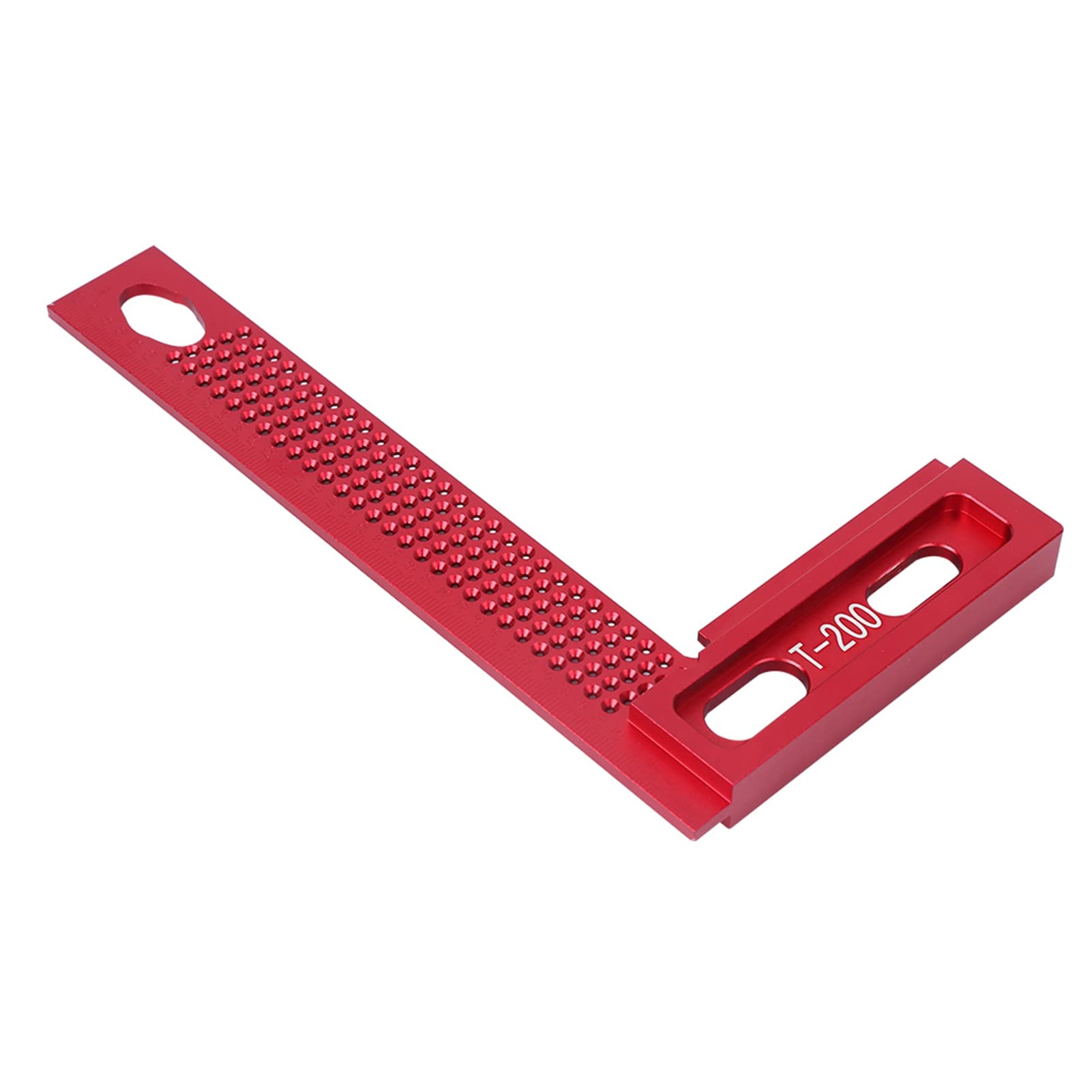 Righello per Fori, Righello in Lega di Alluminio Riga per Fori 200 mm/7,9 Pollici righello a 90 gradi Regola a Forma di T Leggera Resistente All'usura T-200 per la Lavorazione del Legno di