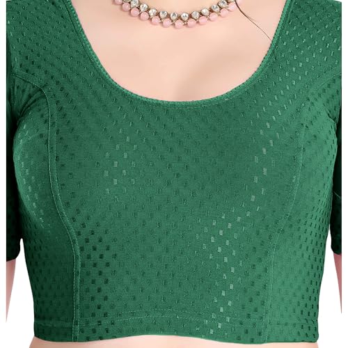 Image of FINESTFIT Stay On Trend Fashion 100% Cotton Readymade Blouses for Women,Round Neckline with Organza Balloon Sleeves.