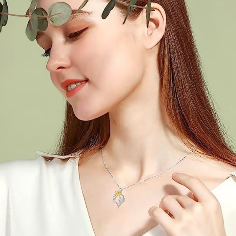 Hummingbird Sunflower Pendant Necklace Flying Bird Nature Jewelry Memorial Gifts for Women Nature Lover Birthday Mothers Day Gift Joy Symbol Necklace Good Luck Charm Hummingbird Flower Necklaces - Image 4