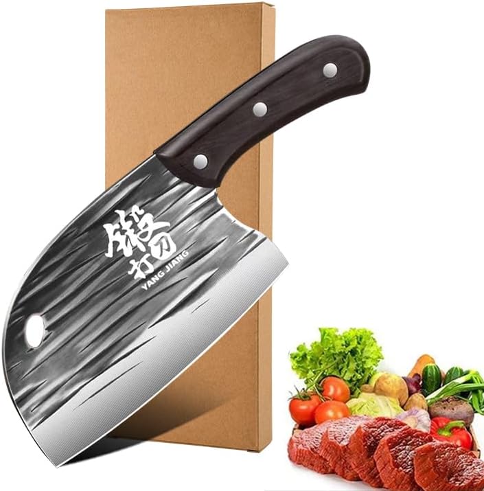 Meat Cleaver,Cleaver Knife 6.1 Inch Meat Cleaver For Meat Cutting, Kitchen Knife，Knife High Carbon Steel Hand Forged, Household Knife For Kitchen, LAMAJIGA5844