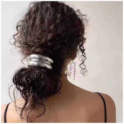Cybche Banda Di Legami Di Capelli Del Metallo Argento Capelli Clip Coda Di Cavallo Metallo Capelli Polsini Metallo Elastico Hairties Elastico Coda Di Cavallo Titolari Capelli Banda Di Capelli(silver1)