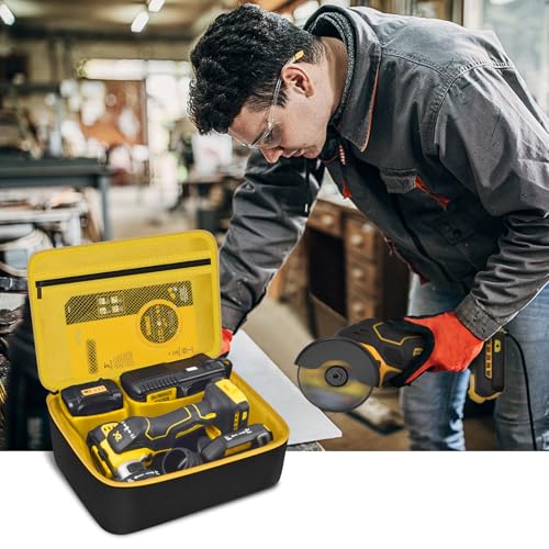 Bag Compatible with DEWALT 20V MAX Cut Off Tool 3 in 1 Brushless (DCS438B), Storage Case Carrying Holder Organizer for Charger, Batteries, Cutting Wheel and Other Accessories (Box Only)-Inner Yellow - Image 5