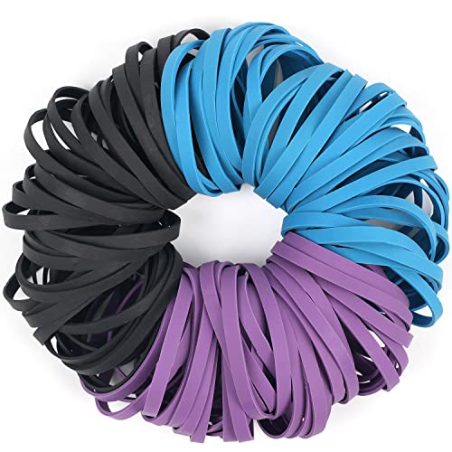 Amuu Rubber Bands Size 64 Rubber Band 3 Colors 120Pcs #64 Purple Blue Black Rubber Band For Office Supply Home Money File Folders Strong Elastic Rubber Bands #TOP2