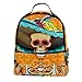 Mochila ligera con calavera mexicana y mariposa para viajes universitarios, escuela, mochila informal para hombres y mujeres, Multicolor, Talla única