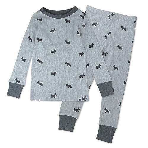 Image of HonestBaby Organic Cotton 2-Piece Snug Fit Pajama Set, Grey Scotty Dog, 12 Months