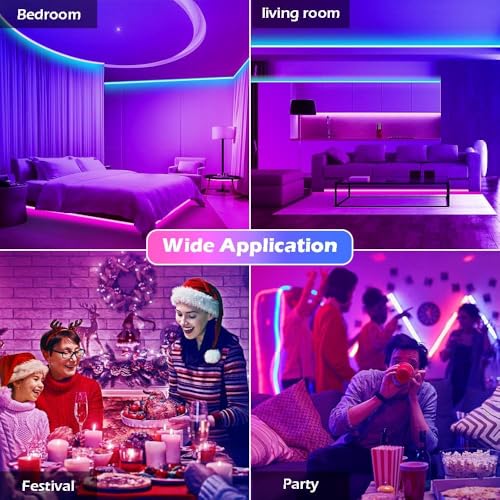 Image of 65.5FT Led Strip Lights,Long Smart Led Light Strips Music Sync 5050 RGB Color Changing Rope Lights,Bluetooth APP /IR Remote /Switch Box Control Led Lights for Bedroom,Home Decoration,Party,Festival