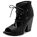 Ollio Women Shoe Fashion Lace up Cutout Ankle High Heel Bootie Sandal
