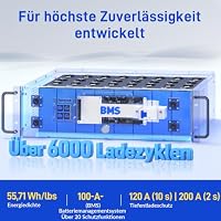 WattCycle 48V 100Ah LiFePO4 Batterie V2, 5,12kWh Lithium Eisenphosphat Speicher mit 3A Active Balancer & Bluetooth App, 3U Rack Mount Akku für Solar Inselanlage & Heimspeicher, 6000+ Zyklen – Ansicht 6