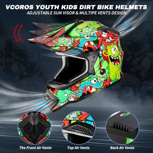 Image of VCOROS Youth Kids Dirt Bike Helmets,Kids Motocross Helmets DOT Approved