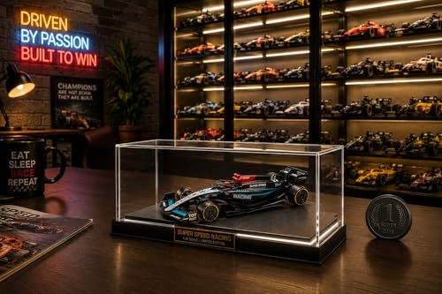 Image of Mercedes-AMG F1 W15 Pull Back Race Car Toy, 1:36 Scale Die-Cast Metal Formula Racing Car Model, Pull Back Action Toy Car for Kids Boys Girls 3+ & Racing Enthusiasts (Black with Blue)