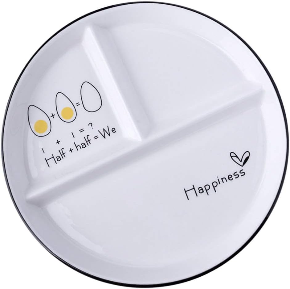 Alipis Portion Control Plate Diet Plates: Ceramic Compartment Plate Divided Dessert Salad Plate Meal Planning Plates for Healthy Eating Bariatric Diet Dinner Lunch Travel Plate Food Control Tray
