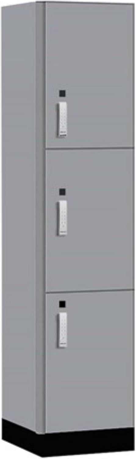 Salsbury 18" Wide Premier Wood Locker-Triple Tier-1 Wide-6 Feet High-18 Deep-Winter Fog-Silver Electronic Locks