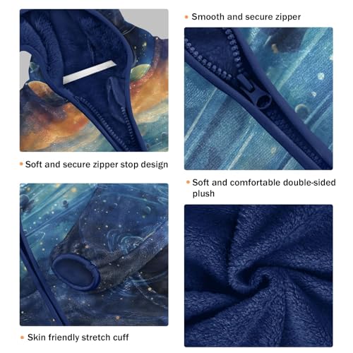 Boys Girls Fleece Jacket The Planets in The Galaxy Kids Warm Hooded Outwear Coat3