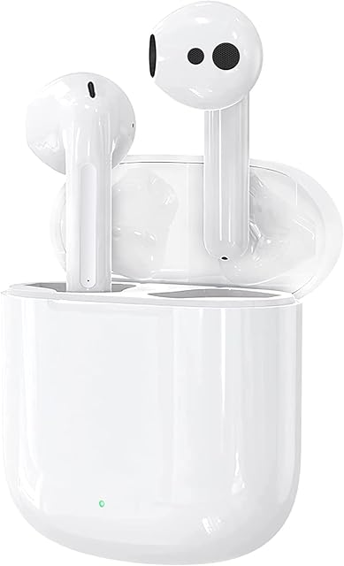 Wireless Earbuds, Wireless Headphones Bluetooth 5.0 Headphones 3D HiFi Stereo Headphones Noise Cancellation in-Ear Built-in Mic with Charging Case, IPX7 Waterproof for Work, Travel (White)