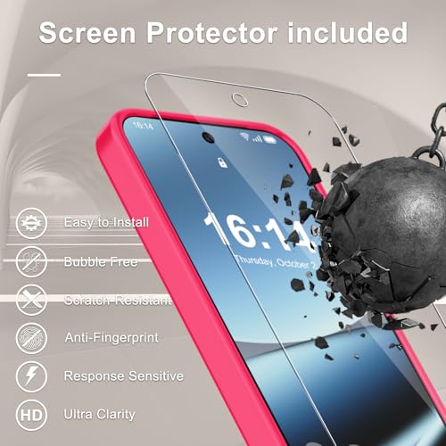 Image of for Google Pixel 10a Case, Matte Magnetic Phone Cover [with 1 Screen Protector] [Support for MagSafe] [Shockproof Military Grade Protection] Translucent Frosted Back, Hot Pink