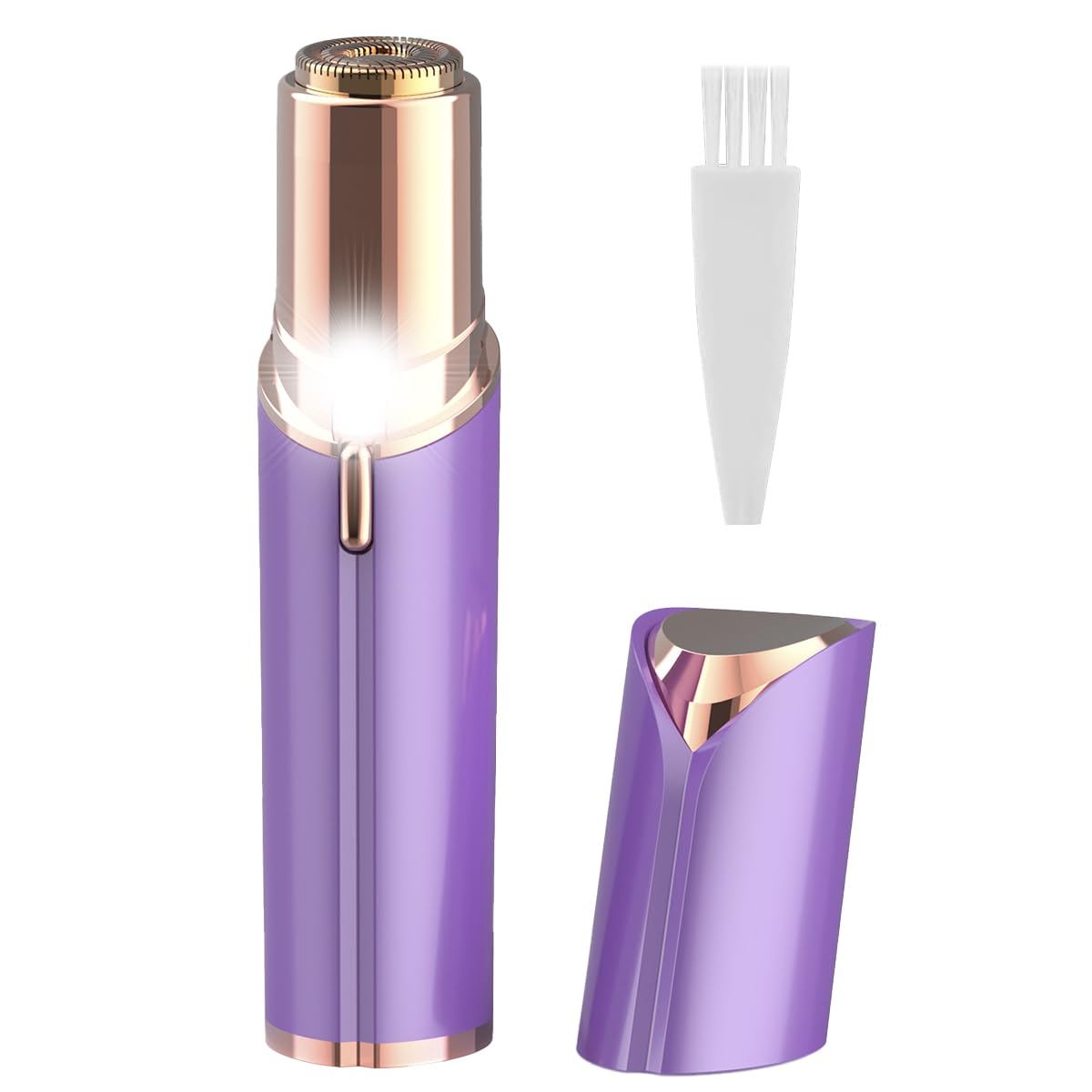 Reparador Depiladora Facial Mujer, Depiladora Facial con Luz LED, Depilador Portátil de Cara y Cuerpo para Mejillas/Barbilla/Labios/Brazo/Bikini, Contiene Baterías AA (Morado)