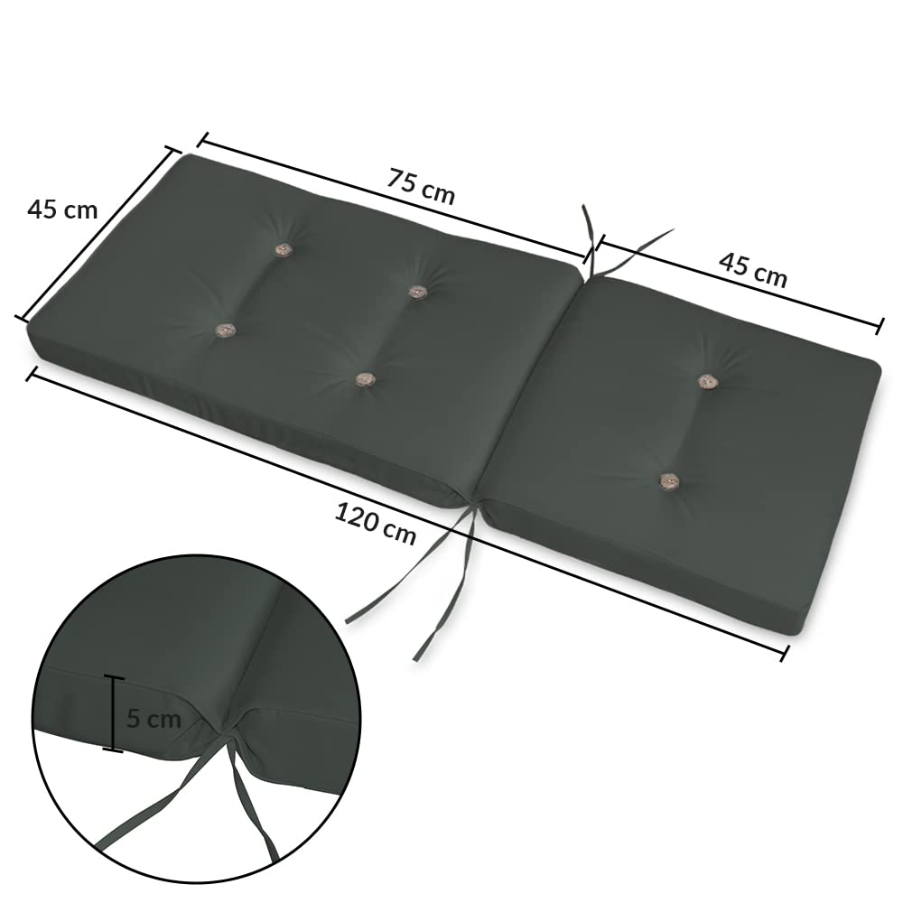 Detex 6X Coussins de Chaise Anthracite 100% Polyester pour Chaise à Dossier Haut Salon de Jardin extérieur siège Confortable