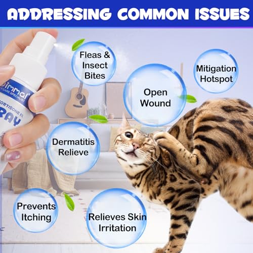 Anti-Juckreiz-Spray für Hunde, Katzen, Pferde-Juckreiz-Heilmittel-Linderungs-Spray für Hot Spot, Bisse, Kratzer, gereizte Haut für Hunde, gereizte trockene juckende Haut für Haustier-Hautpflege (4 oz)